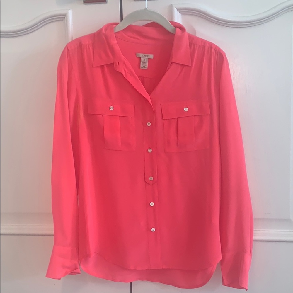 J. Crew Bright Pink Button Down Blouse